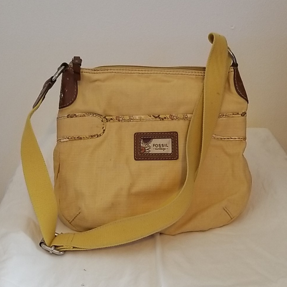 Fossil Vintage Yellow Floral Satchel